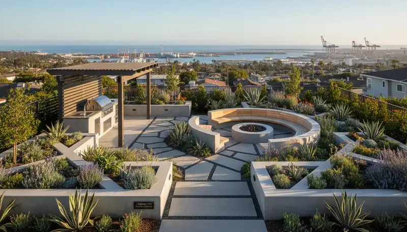 Landscaping team serving Long Beach, CA with professional lawn and garden maintenance services