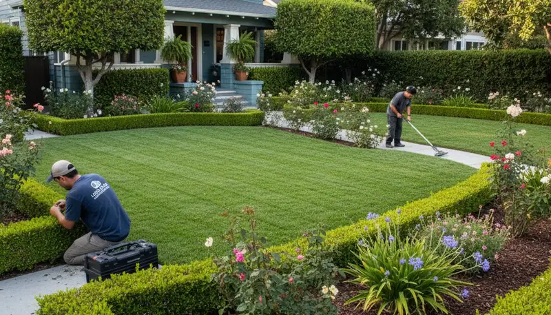 Lush residential lawn with expert maintenance in Long Beach, CA by Chop Chop Landscaping