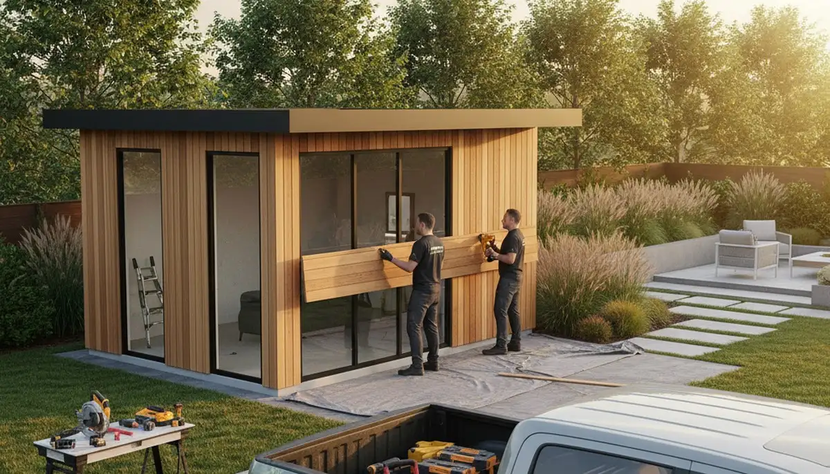 Shed installation by landscapers in Long Beach, CA for custom outdoor storage solutions