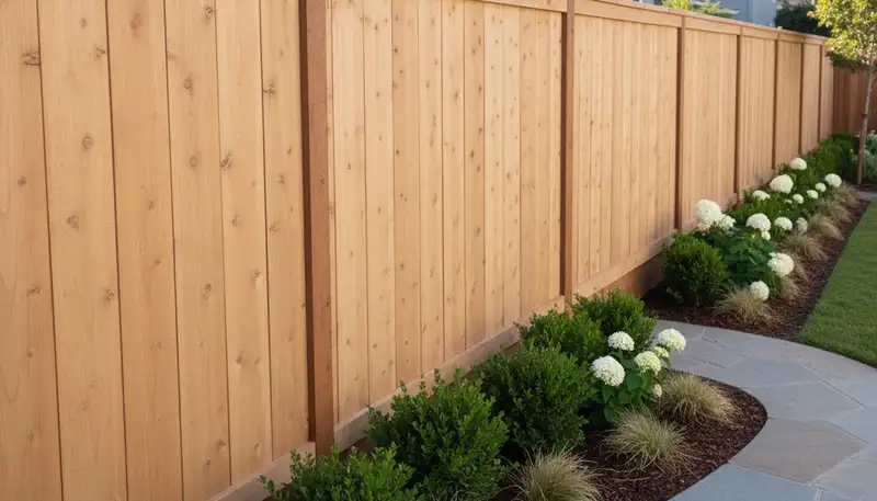 White wooden privacy fence installation by Chop Chop Landscaping in Long Beach, CA
